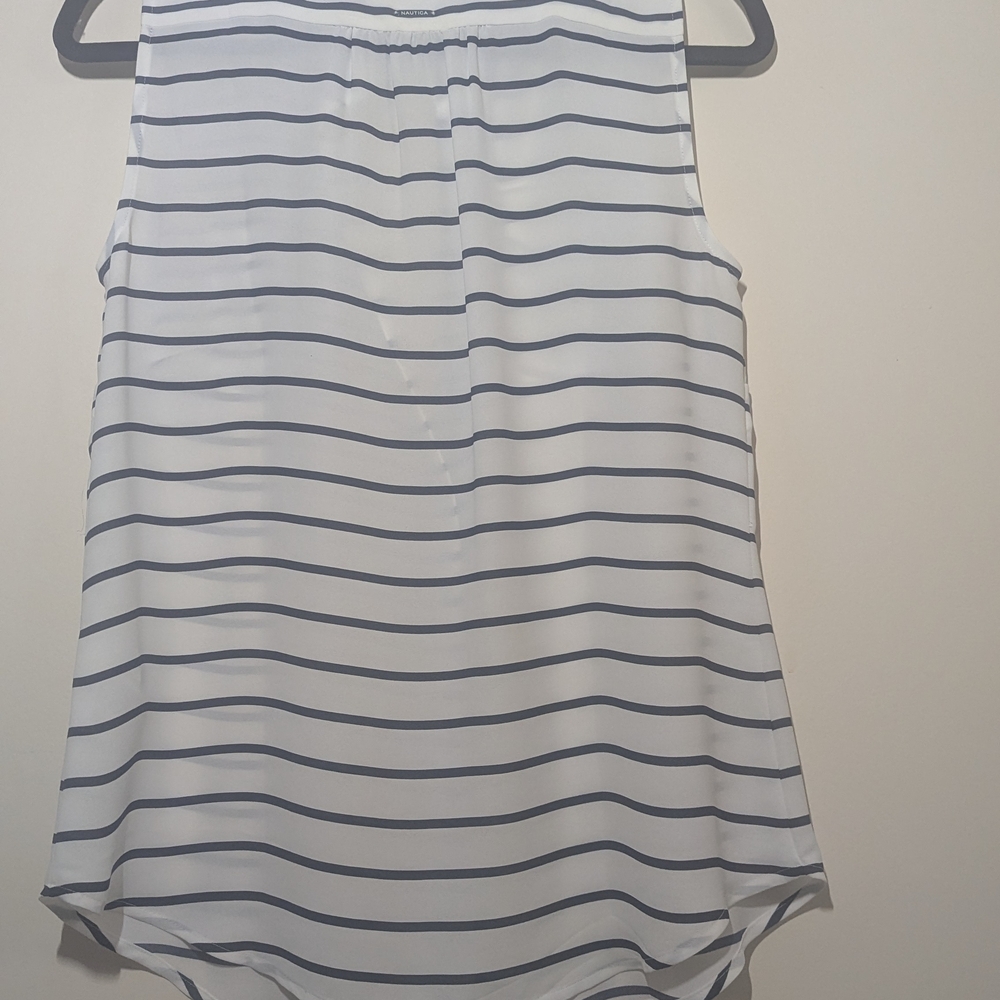 Nautica Black and White Striped Blouse - Picture 6 of 6